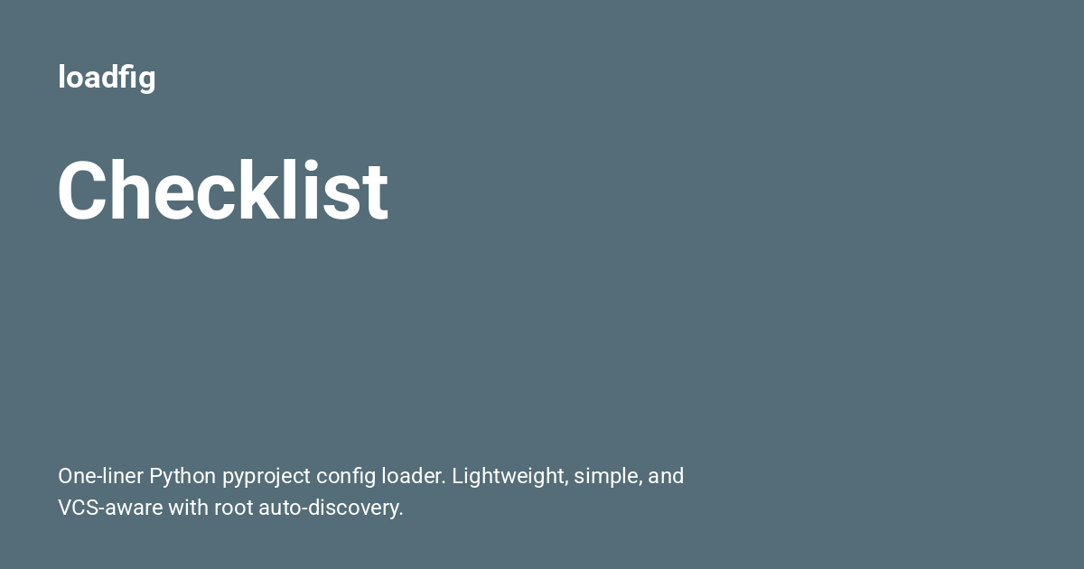 Checklist - loadfig